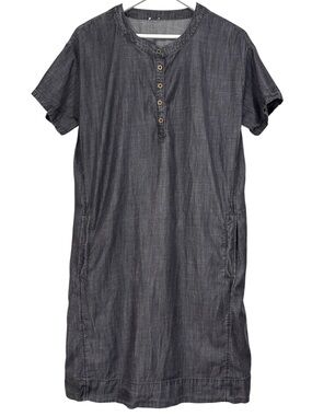 Eileen Fisher Faded Black Tee Dress Womens Large